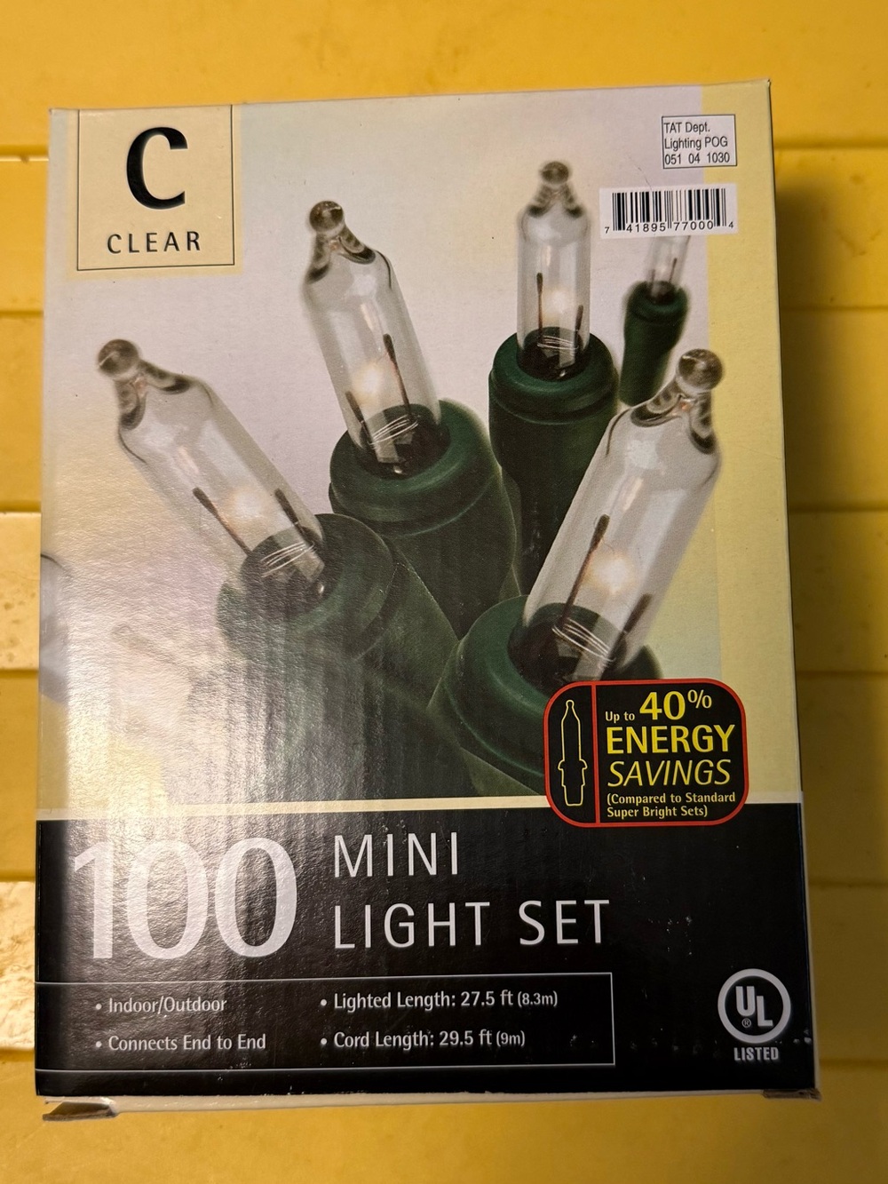 Clear 100 Mini Light Set - Green Cord